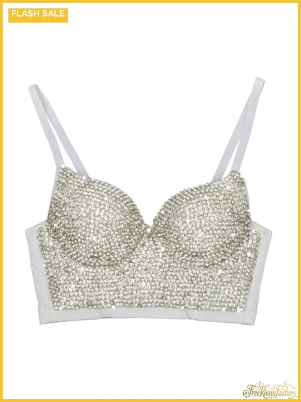 Handmade Rhinestone Diamond Push Up Bustier Crop Top Punk Corset Bra